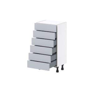 Sea Holly Light Gray  Shaker Assembled Shallow Base Cabinet with 6 Drawers (18 in. W x 34.5 in. H x 14 in. D)