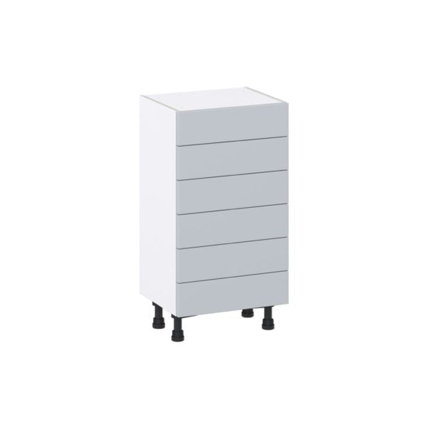 Sea Holly Light Gray  Shaker Assembled Shallow Base Cabinet with 6 Drawers (18 in. W x 34.5 in. H x 14 in. D)