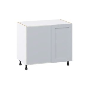 Sea Holly Light Gray  Shaker Assembled Blind Base Corner  Cabinet with Left Pull Out (39 in. W x 34.5 in. H x 24 in. D)