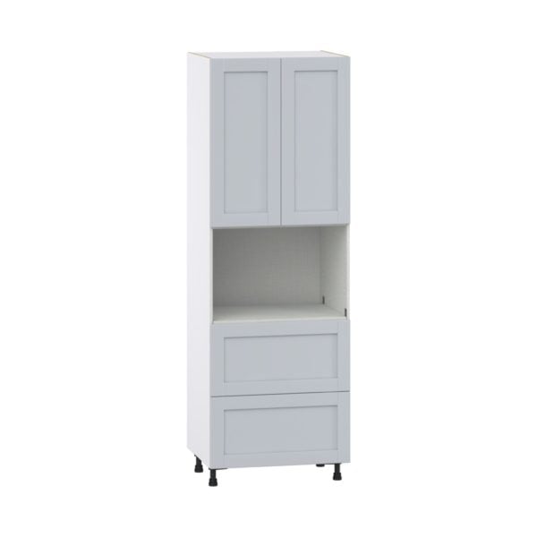 Sea Holly Light Gray  Shaker Assembled Pantry Microwave  Cabinet with 2 Drawers (30 in. W x 89.5 in. H x 24 in. D)