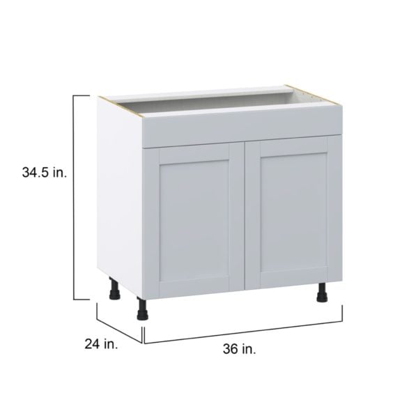 Sea Holly Light Gray  Shaker Assembled Sink Base Cabinet with 2 Doors and 1 False Front (36 in. W x 34.5 in. H x 24 in. D)