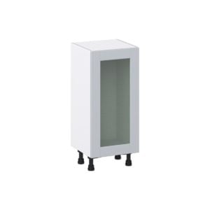 Sea Holly Light Gray  Shaker Assembled Shallow Base Cabinet with a Full High Glass Door (15 in. W x 34.5 in. H x 14 in. D)