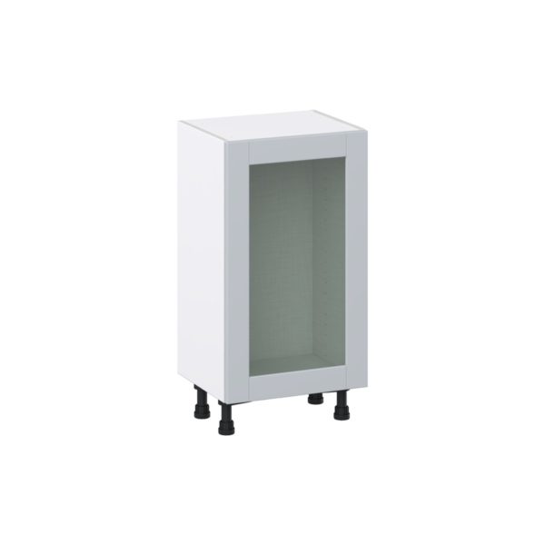 Sea Holly Light Gray  Shaker Assembled Shallow Base Cabinet with a Full High Glass Door (18 in. W x 34.5 in. H x 14 in. D)