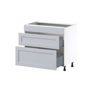 Sea Holly Light Gray  Shaker Assembled Cooktop Base Cabinet with Drawers and False Front (36 in. W x 34.5 in. H x 24 in. D)