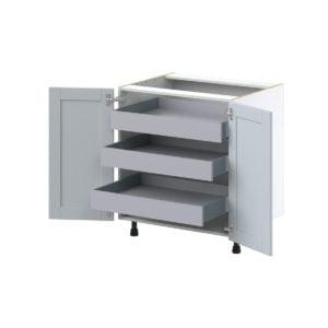 Sea Holly Light Gray  Shaker Assembled Base Cabinet with 2 Full High Doors and 3 Inner Drawers (30 in. W x 34.5 in. H x 24 in. D)