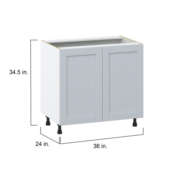 Sea Holly Light Gray  Shaker Assembled Base Cabinet with 2 Full High Doors and 3 Inner Drawers (36 in. W x 34.5 in. H x 24 in. D)