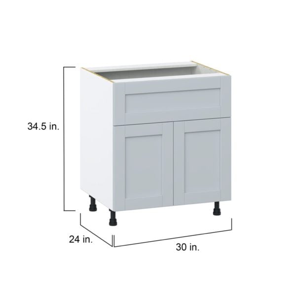 Sea Holly Light Gray  Shaker Assembled Base Cabinet with 1 Door and 10 in. Drawer (30 in. W x 34.5 in. H x 24 in. D)