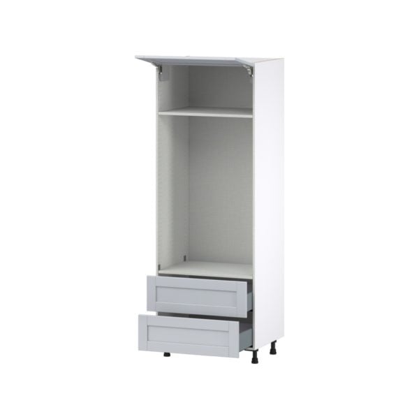 Sea Holly Light Gray  Shaker Assembled Pantry Micro/Oven  Cabinet with 2 Drawers (30 in. W x 84.5 in. H x 24 in. D)