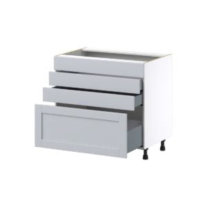 Sea Holly Light Gray  Shaker Assembled Cooktop Base Cabinet with Drawers and False Front (36 in. W x 34.5 in. H x 24 in. D)