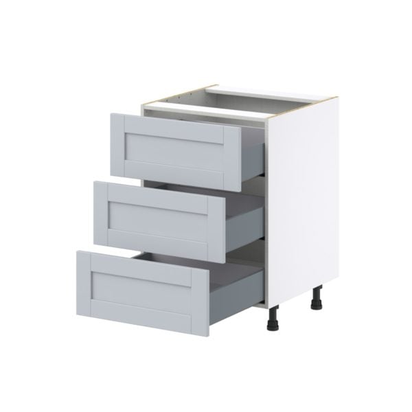 Sea Holly Light Gray  Shaker Assembled Base Cabinet with Three 10 in. Drawers (24 in. W x 34.5 in. H x 24 in. D)