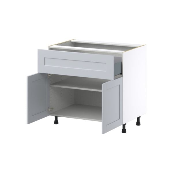 Sea Holly Light Gray  Shaker Assembled Cooktop Base Cabinet with 2 Doors and a 10 in. Drawer (36 in. W x 34.5 in. H x 24 in. D)