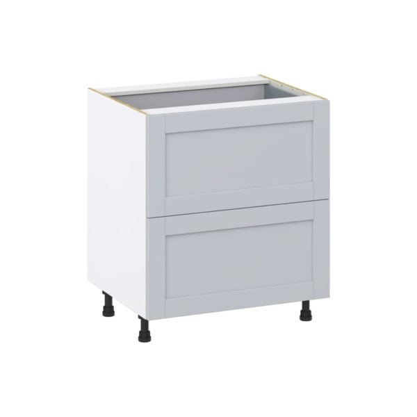 Sea Holly Light Gray  Shaker Assembled Base Cabinet with 2 Drawers and 1 Inner Drawer (30 in. W x 34.5 in. H x 24 in. D)