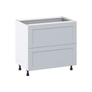 Sea Holly Light Gray  Shaker Assembled Base Cabinet with 2 Drawers and 1 Inner Drawer (36 in. W x 34.5 in. H x 24 in. D)