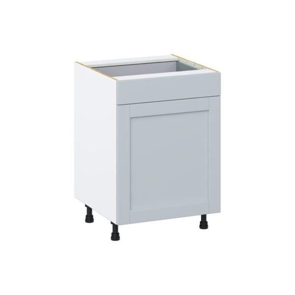 Sea Holly Light Gray  Shaker Assembled Base Cabinet with 1  Door and 1 Drawer (24 in. W x 34.5 in. H x 24 in. D)