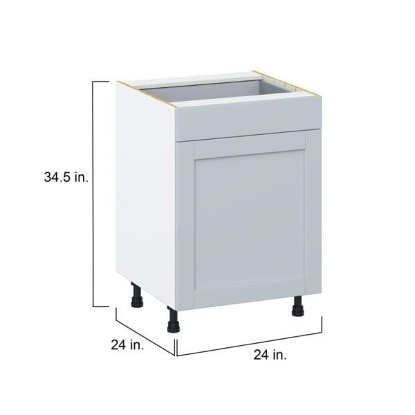 Sea Holly Light Gray  Shaker Assembled Base Cabinet with 1  Door and 1 Drawer (24 in. W x 34.5 in. H x 24 in. D)