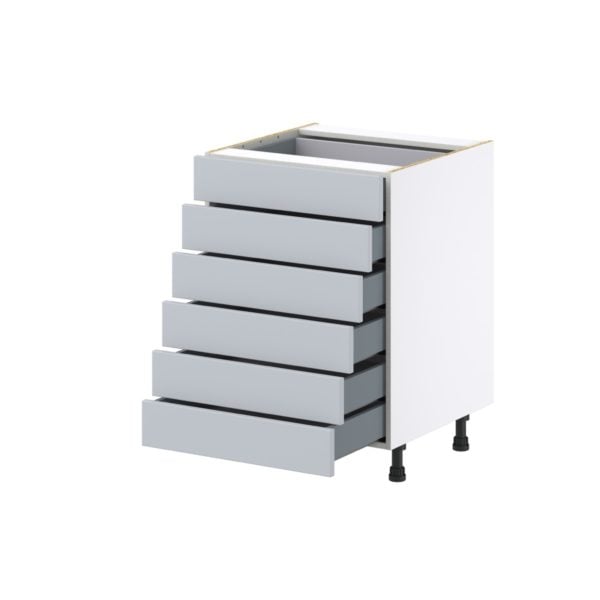 Sea Holly Light Gray  Shaker Assembled Base Cabinet with 6 Drawers (24 in. W x 34.5 in. H x 24 in. D)