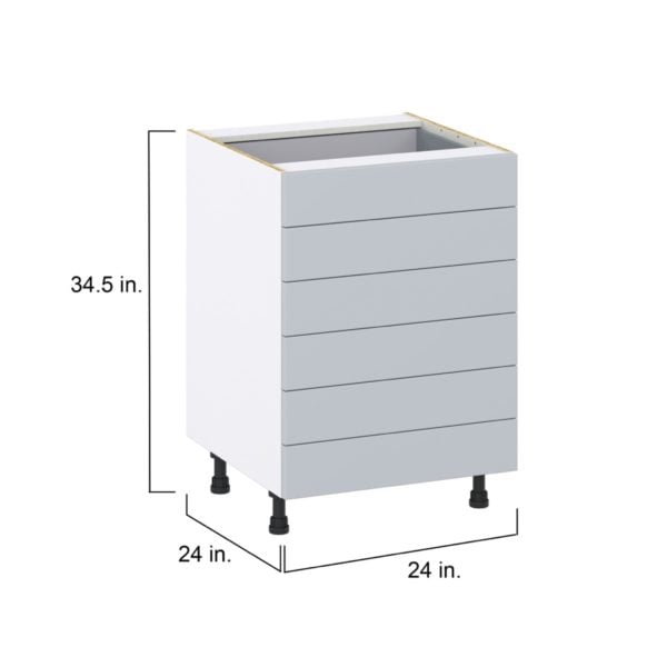 Sea Holly Light Gray  Shaker Assembled Base Cabinet with 6 Drawers (24 in. W x 34.5 in. H x 24 in. D)