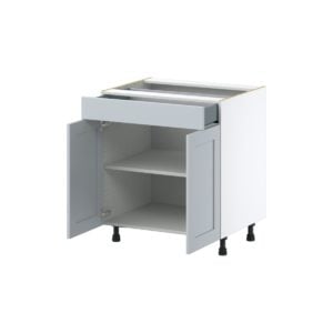 Sea Holly Light Gray  Shaker Assembled Base Cabinet with 2  Doors and a Drawer (30 in. W x 34.5 in. H x 24 in. D)