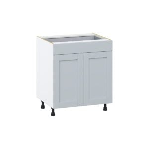 Sea Holly Light Gray  Shaker Assembled Base Cabinet with 2  Doors and a Drawer (30 in. W x 34.5 in. H x 24 in. D)