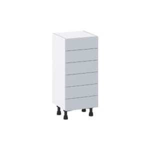 Sea Holly Light Gray  Shaker Assembled Shallow Base Cabinet with 6 Drawers (15 in. W x 34.5 in. H x 14 in. D)