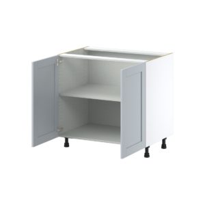 Sea Holly Light Gray  Shaker Assembled Base Cabinet with 2 Full High Doors (36 in. W x 34.5 in. H x 24 in. D)