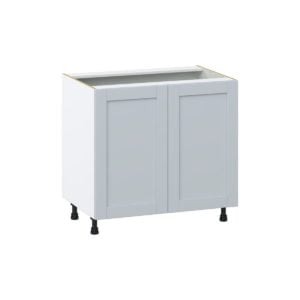 Sea Holly Light Gray  Shaker Assembled Base Cabinet with 2 Full High Doors (36 in. W x 34.5 in. H x 24 in. D)