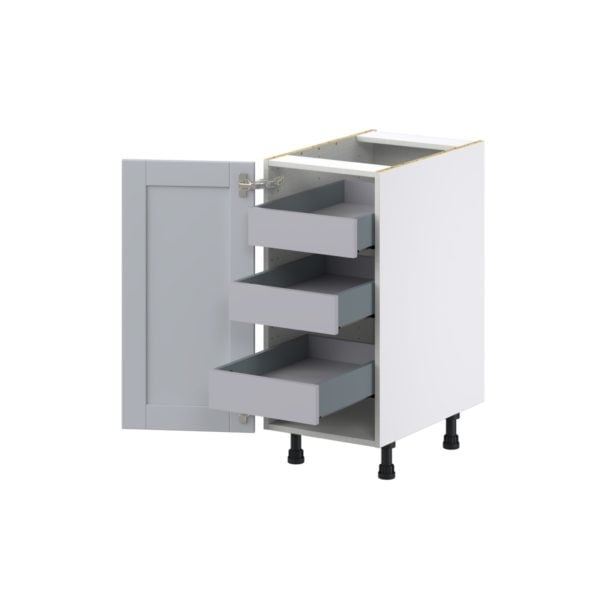 Sea Holly Light Gray  Shaker Assembled Base Cabinet with a Full High Door and 3 Inner Drawers (15 in. W x 34.5 in. H x 24 in. D)