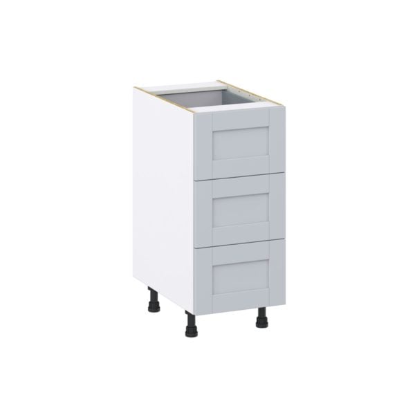 Sea Holly Light Gray  Shaker Assembled Base Cabinet with Three 10 in. Drawers and 1 Inner Drawer (15 in. W x 34.5 in. H x 24 in. D)