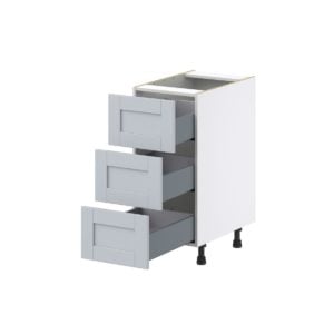 Sea Holly Light Gray  Shaker Assembled Base Cabinet with Three 10 in. Drawers (15 in. W x 34.5 in. H x 24 in. D)