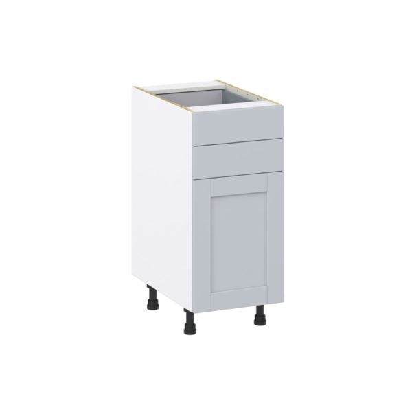 Sea Holly Light Gray  Shaker Assembled Base Cabinet with 1 Door and Two 5 in. Drawers (15 in. W x 34.5 in. H x 24 in. D)