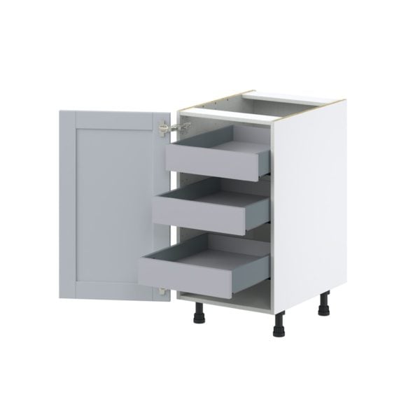 Sea Holly Light Gray  Shaker Assembled Base Cabinet with a Full High Door and 3 Inner Drawers (18 in. W x 34.5 in. H x 24 in. D)