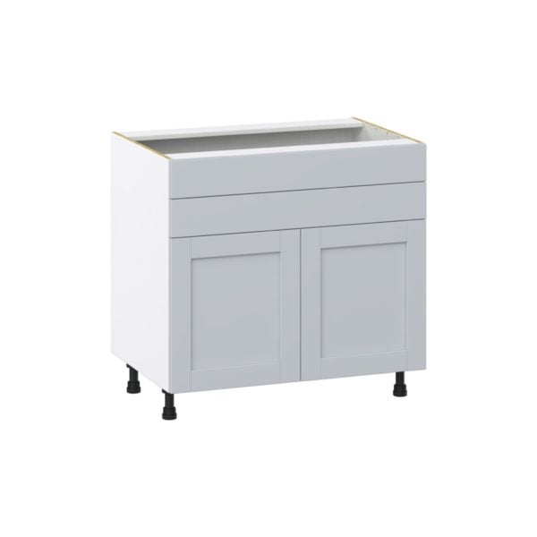 Sea Holly Light Gray  Shaker Assembled Cooktop Base Cabinet with 2 Doors and Two 5 in. Drawers (36 in. W x 34.5 in. H x 24 in. D)