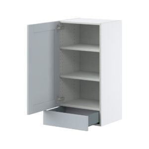 Sea Holly Light Gray  Shaker Assembled Wall  Cabinet with a Door and a 5 in. Drawer (18 in. W x 35 in. H x 14 in. D)