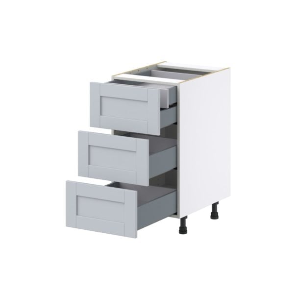 Sea Holly Light Gray  Shaker Assembled Base Cabinet with Three 10 in. Drawers and 1 Inner Drawer (18 in. W x 34.5 in. H x 24 in. D)