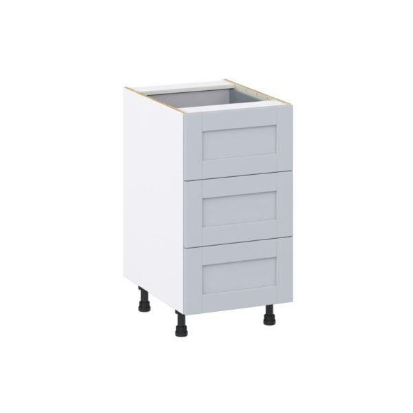 Sea Holly Light Gray  Shaker Assembled Base Cabinet with Three 10 in. Drawers and 1 Inner Drawer (18 in. W x 34.5 in. H x 24 in. D)