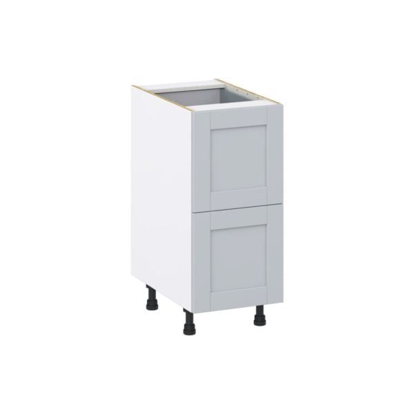 Sea Holly Light Gray  Shaker Assembled Base Cabinet with 2 Drawers and 1 Inner Drawer (15 in. W x 34.5 in. H x 24 in. D)