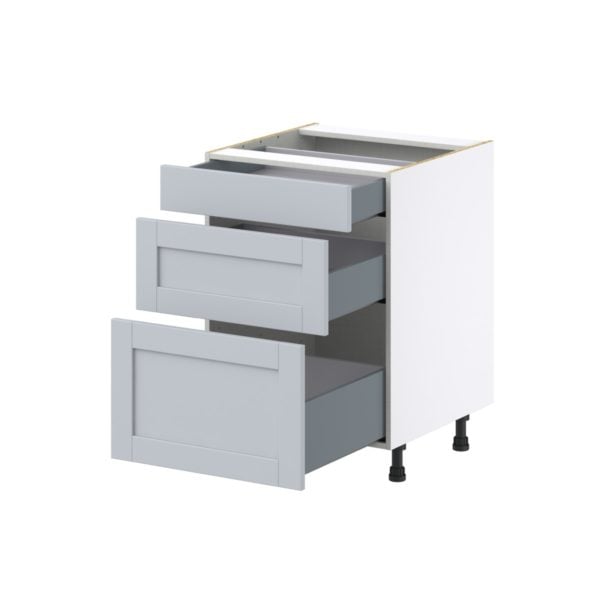 Sea Holly Light Gray  Shaker Assembled Base Cabinet with 3 Drawers (24 in. W x 34.5 in. H x 24 in. D)