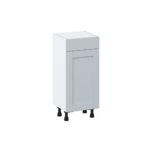 Sea Holly Light Gray  Shaker Assembled Shallow Base Cabinet with 1 Door and 1 Drawer (15 in. W x 34.5 in. H x 14 in. D)