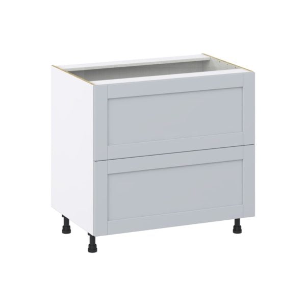 Sea Holly Light Gray  Shaker Assembled Base Cabinet with 2 Drawers (36 in. W x 34.5 in. H x 24 in. D)