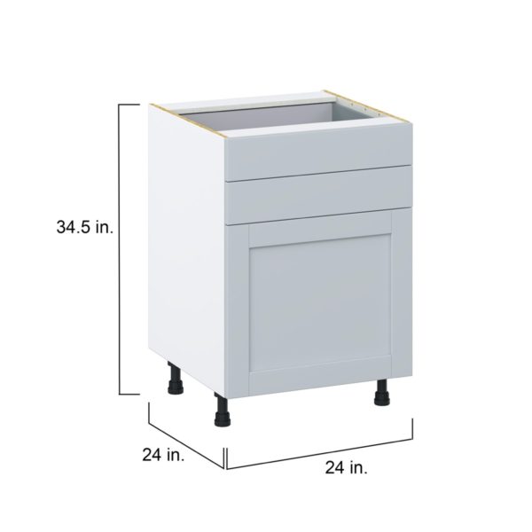 Sea Holly Light Gray  Shaker Assembled Base Cabinet with 1 Door and Two 5 in. Drawers (24 in. W x 34.5 in. H x 24 in. D)