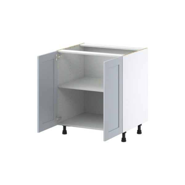 Sea Holly Light Gray  Shaker Assembled Base Cabinet with 2 Full High Doors (30 in. W x 34.5 in. H x 24 in. D)