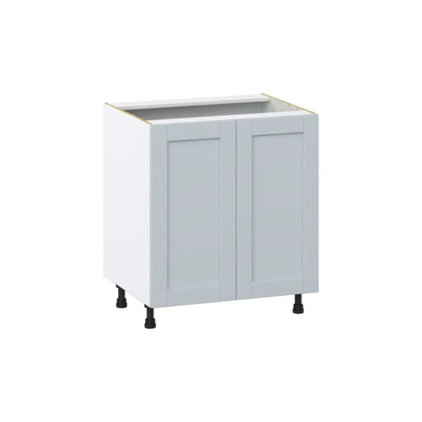 Sea Holly Light Gray  Shaker Assembled Base Cabinet with 2 Full High Doors (30 in. W x 34.5 in. H x 24 in. D)