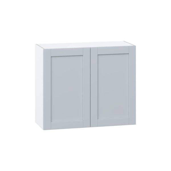 Sea Holly Light Gray  Shaker Assembled Wall  Cabinet with 2 Full High Doors (36 in. W x 30 in. H x 14 in. D)