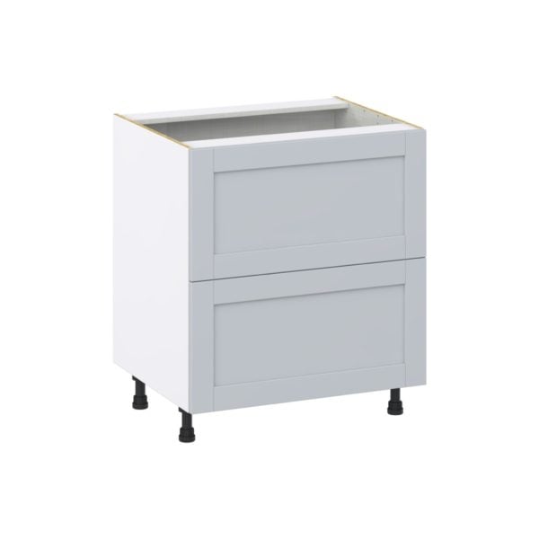 Sea Holly Light Gray  Shaker Assembled Base Cabinet with 2 Drawers (30 in. W x 34.5 in. H x 24 in. D)