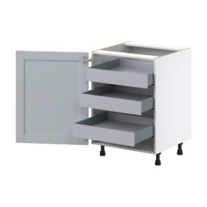 Sea Holly Light Gray  Shaker Assembled Base Cabinet with a Full High Door and 3 Inner Drawers (24 in. W x 34.5 in. H x 24 in. D)