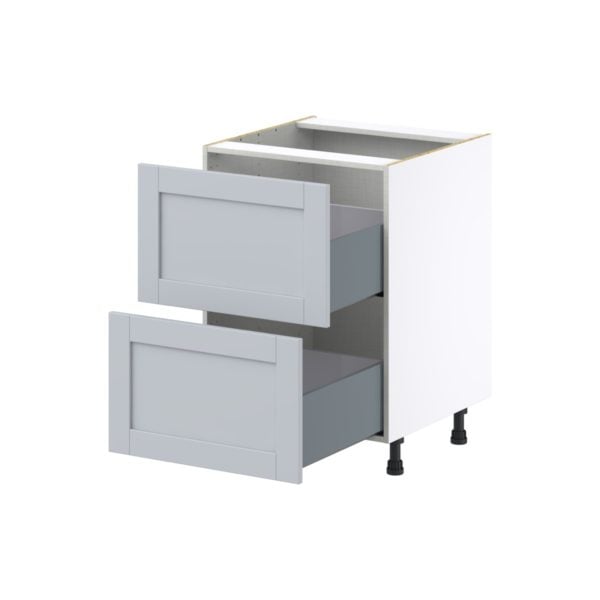 Sea Holly Light Gray  Shaker Assembled Base Cabinet with 2 Drawers (24 in. W x 34.5 in. H x 24 in. D)