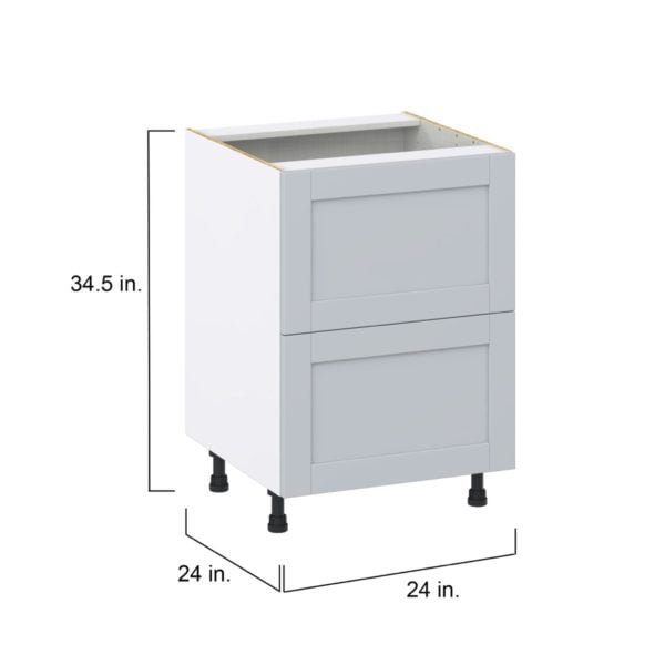 Sea Holly Light Gray  Shaker Assembled Base Cabinet with 2 Drawers (24 in. W x 34.5 in. H x 24 in. D)