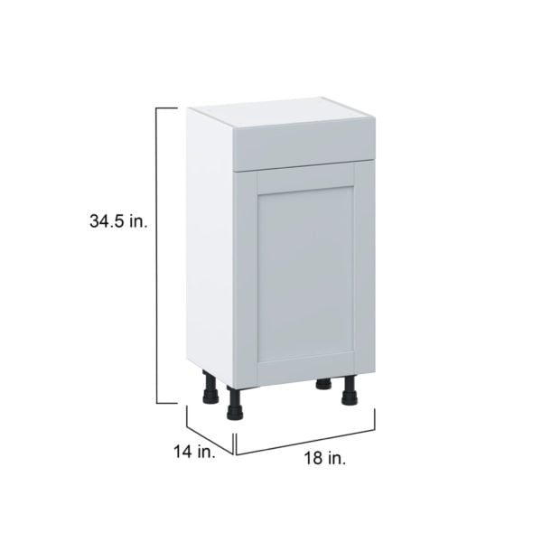 Sea Holly Light Gray  Shaker Assembled Shallow Base Cabinet with 1 Door and 1 Drawer (18 in. W x 34.5 in. H x 14 in. D)