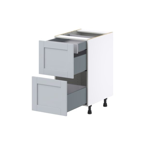 Sea Holly Light Gray  Shaker Assembled Base Cabinet with 2 Drawers and 1 Inner Drawer (18 in. W x 34.5 in. H x 24 in. D)