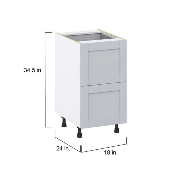 Sea Holly Light Gray  Shaker Assembled Base Cabinet with 2 Drawers and 1 Inner Drawer (18 in. W x 34.5 in. H x 24 in. D)